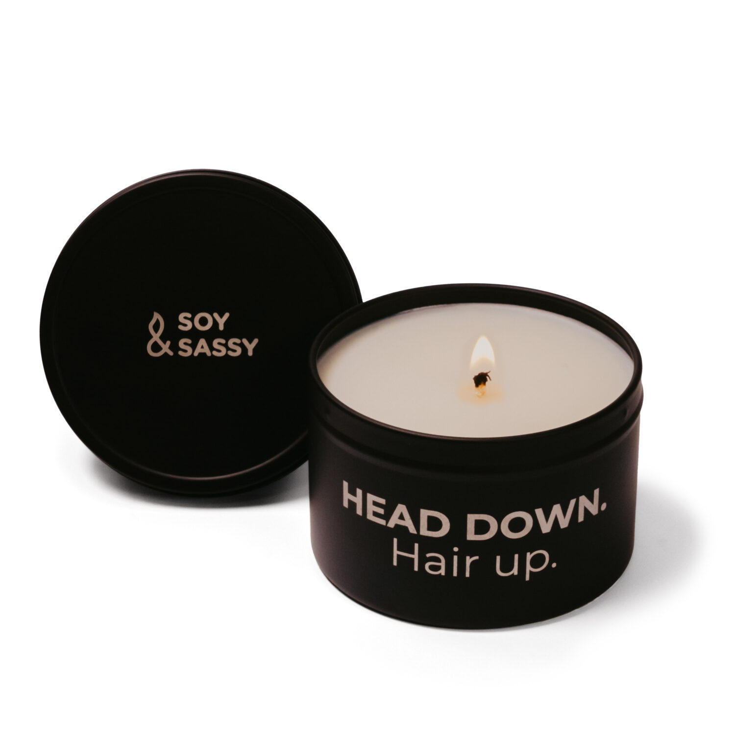 Head down. Hair up.